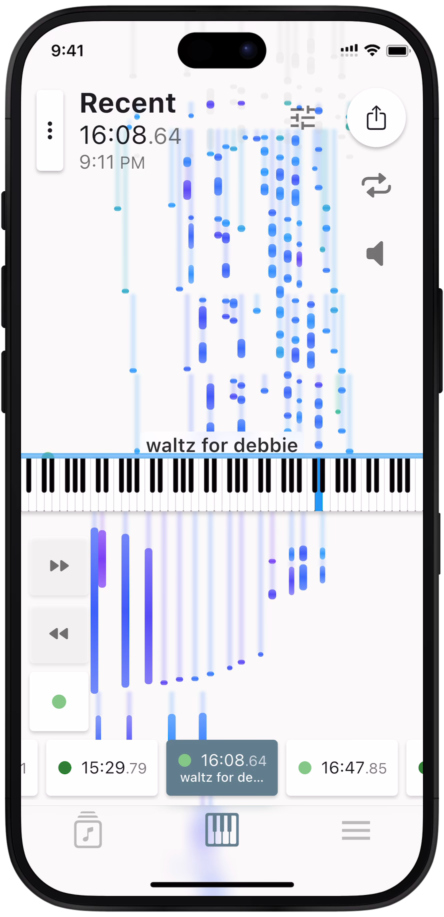 Video showing musical sections, labels, and bookmarks in the Jamcorder app