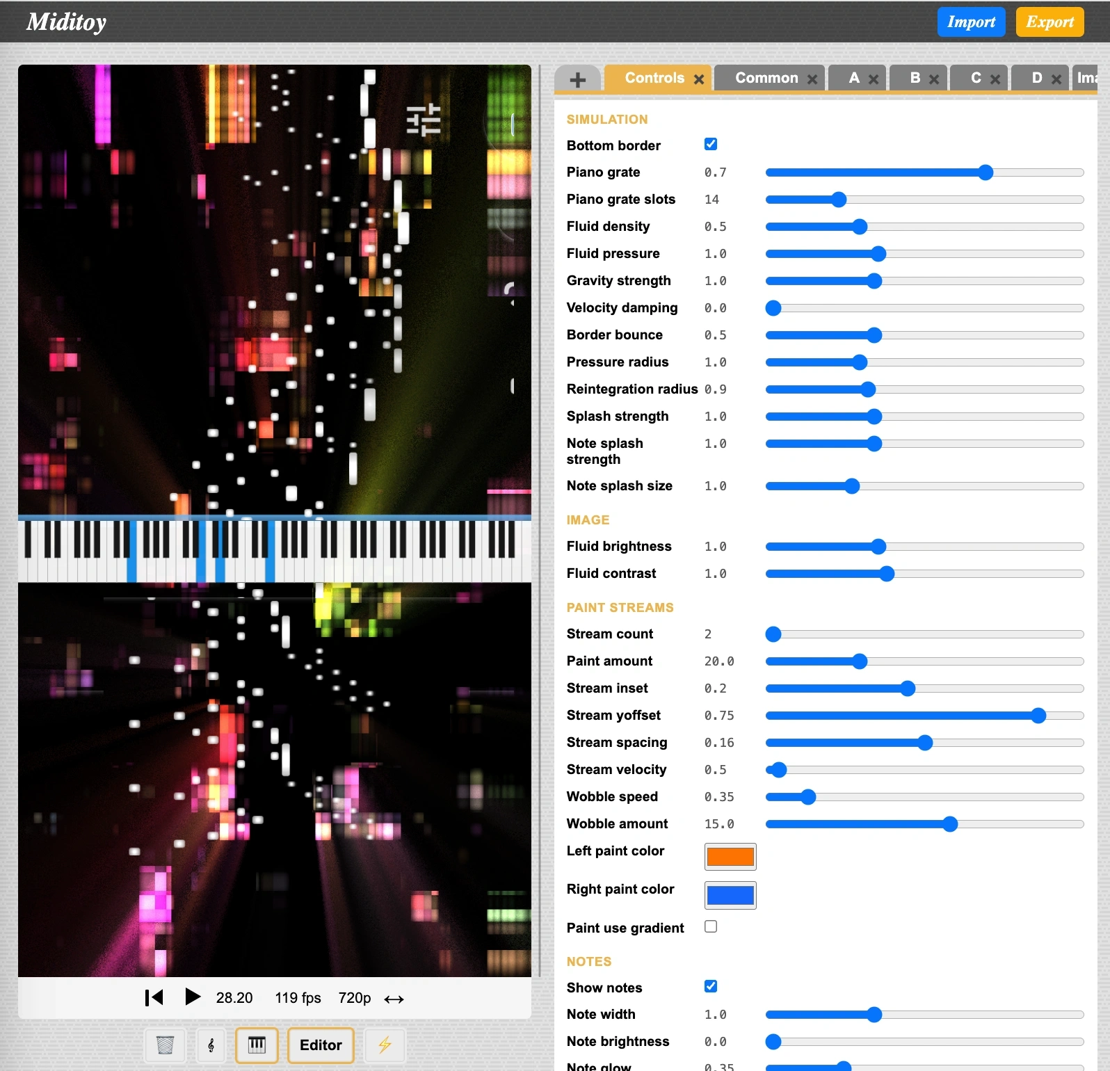 Miditoy shader editor and preview
